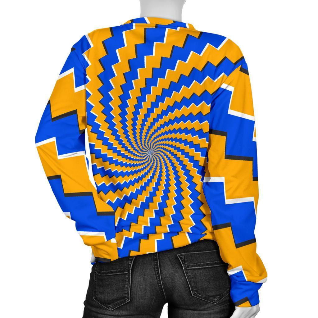 Yellow Spiral Moving Optical Illusion Women's Crewneck Sweatshirt GearFrost