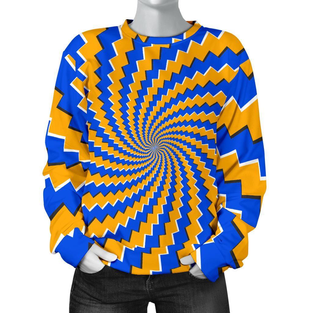 Yellow Spiral Moving Optical Illusion Women's Crewneck Sweatshirt GearFrost