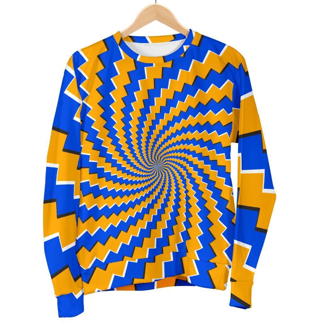 Yellow Spiral Moving Optical Illusion Women's Crewneck Sweatshirt GearFrost