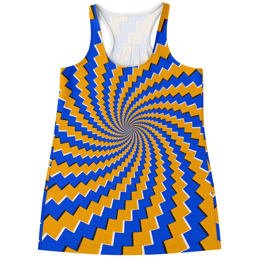 Yellow Spiral Moving Optical Illusion Women's Racerback Tank Top