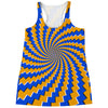 Yellow Spiral Moving Optical Illusion Women's Racerback Tank Top