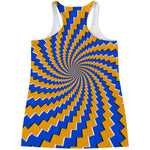 Yellow Spiral Moving Optical Illusion Women's Racerback Tank Top