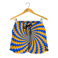 Yellow Spiral Moving Optical Illusion Women's Shorts