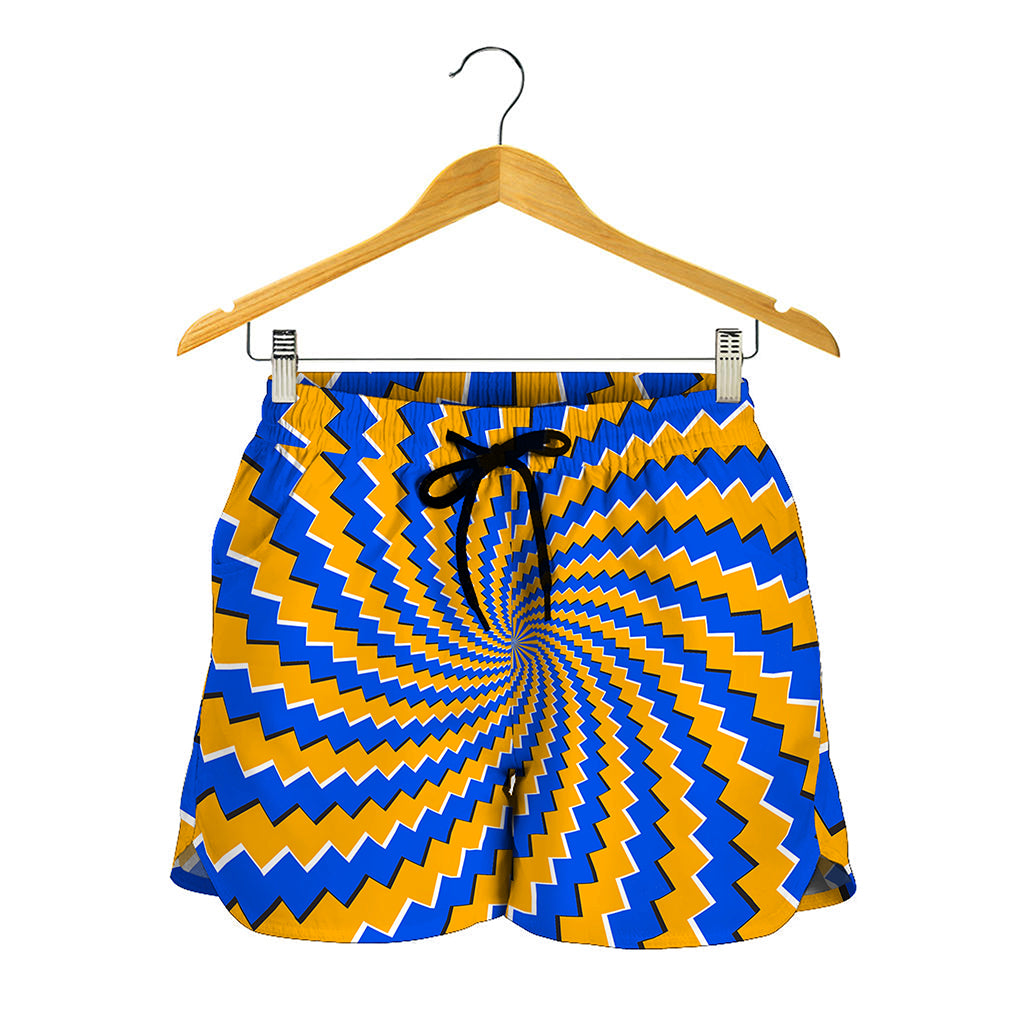 Yellow Spiral Moving Optical Illusion Women's Shorts