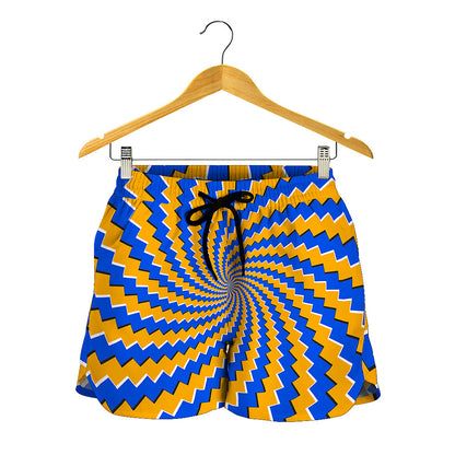 Yellow Spiral Moving Optical Illusion Women's Shorts
