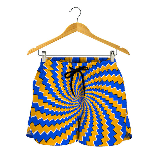 Yellow Spiral Moving Optical Illusion Women's Shorts