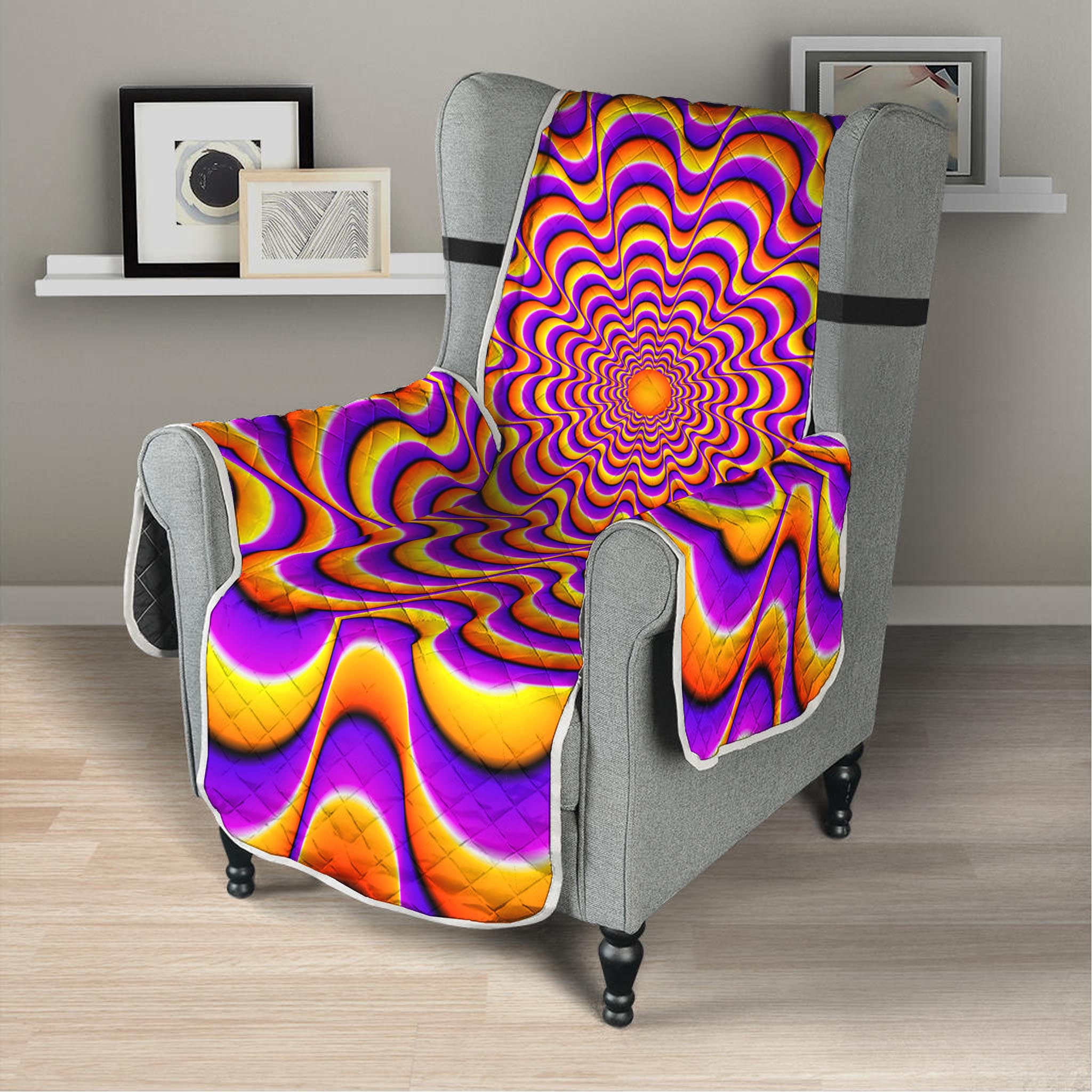 Yellow Splashing Moving Optical Illusion Armchair Protector