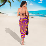 Yellow Splashing Moving Optical Illusion Beach Sarong Wrap