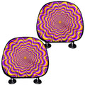 Yellow Splashing Moving Optical Illusion Car Headrest Covers