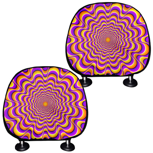Yellow Splashing Moving Optical Illusion Car Headrest Covers