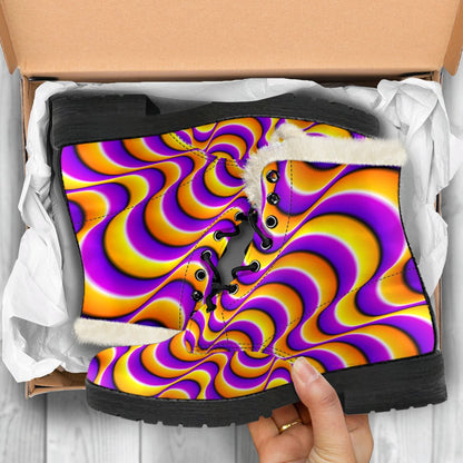 Yellow Splashing Moving Optical Illusion Comfy Boots GearFrost