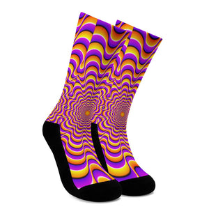 Yellow Splashing Moving Optical Illusion Crew Socks