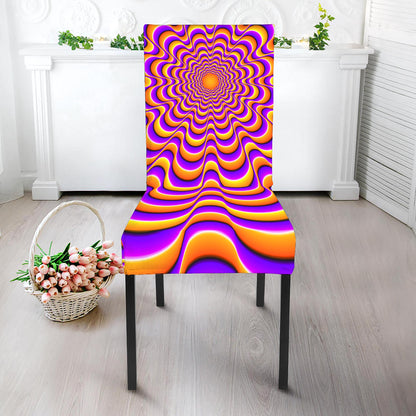 Yellow Splashing Moving Optical Illusion Dining Chair Slipcover