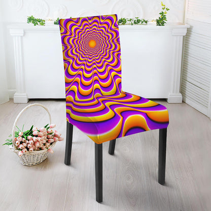 Yellow Splashing Moving Optical Illusion Dining Chair Slipcover
