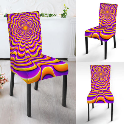 Yellow Splashing Moving Optical Illusion Dining Chair Slipcover