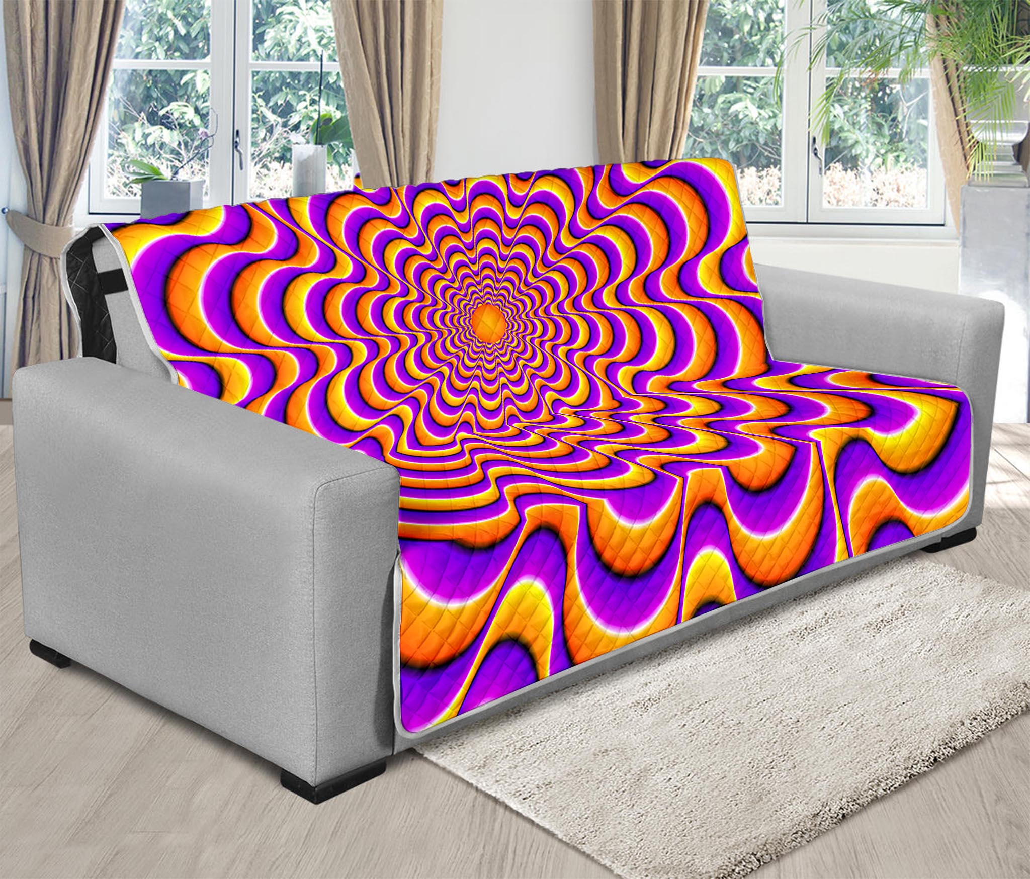 Yellow Splashing Moving Optical Illusion Futon Protector