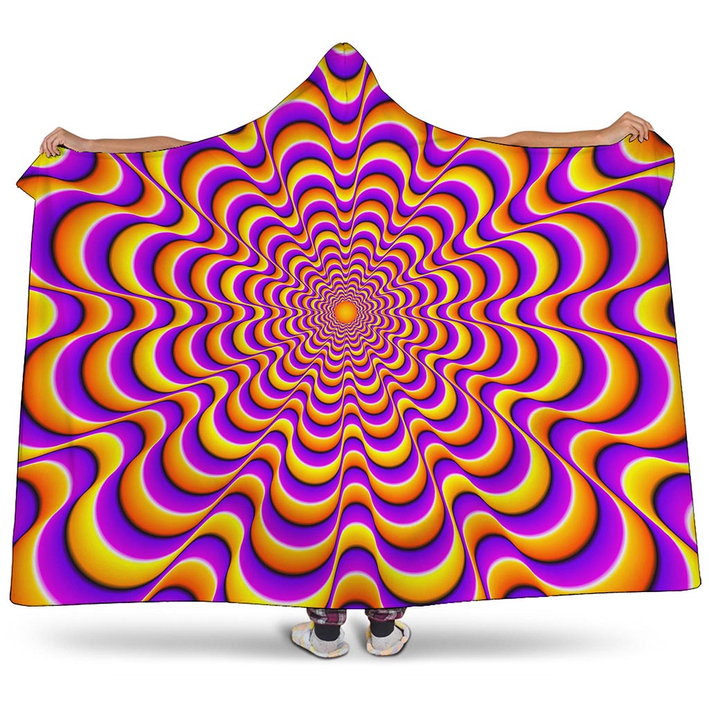 Yellow Splashing Moving Optical Illusion Hooded Blanket