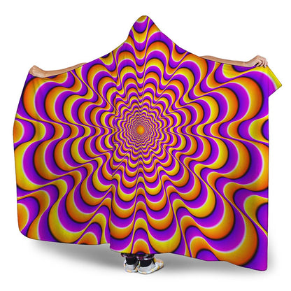 Yellow Splashing Moving Optical Illusion Hooded Blanket