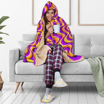Yellow Splashing Moving Optical Illusion Hooded Blanket