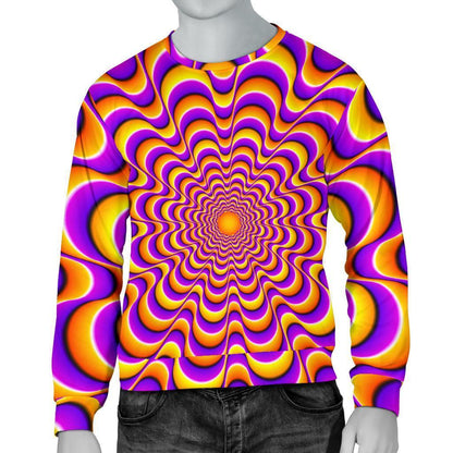 Yellow Splashing Moving Optical Illusion Men's Crewneck Sweatshirt GearFrost
