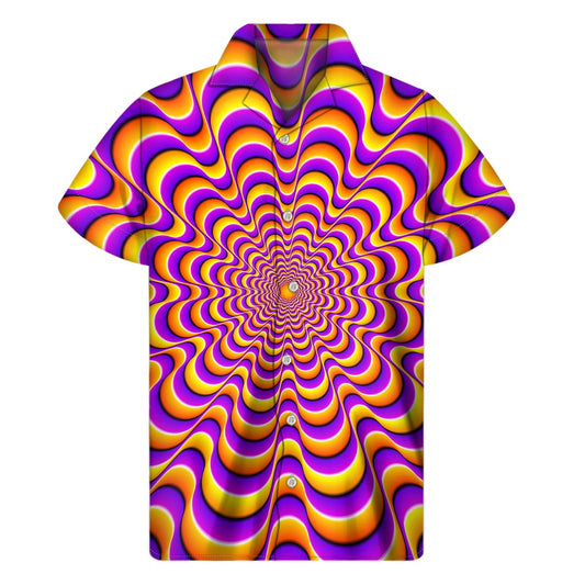 Yellow Splashing Moving Optical Illusion Men's Short Sleeve Shirt