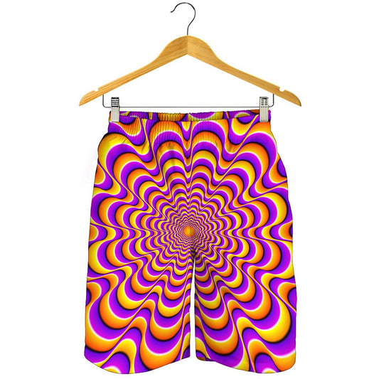 Yellow Splashing Moving Optical Illusion Men's Shorts