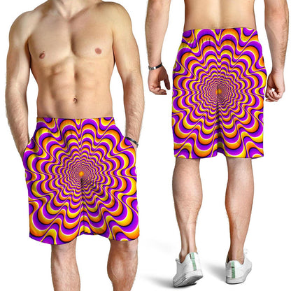 Yellow Splashing Moving Optical Illusion Men's Shorts