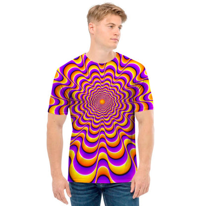 Yellow Splashing Moving Optical Illusion Men's T-Shirt