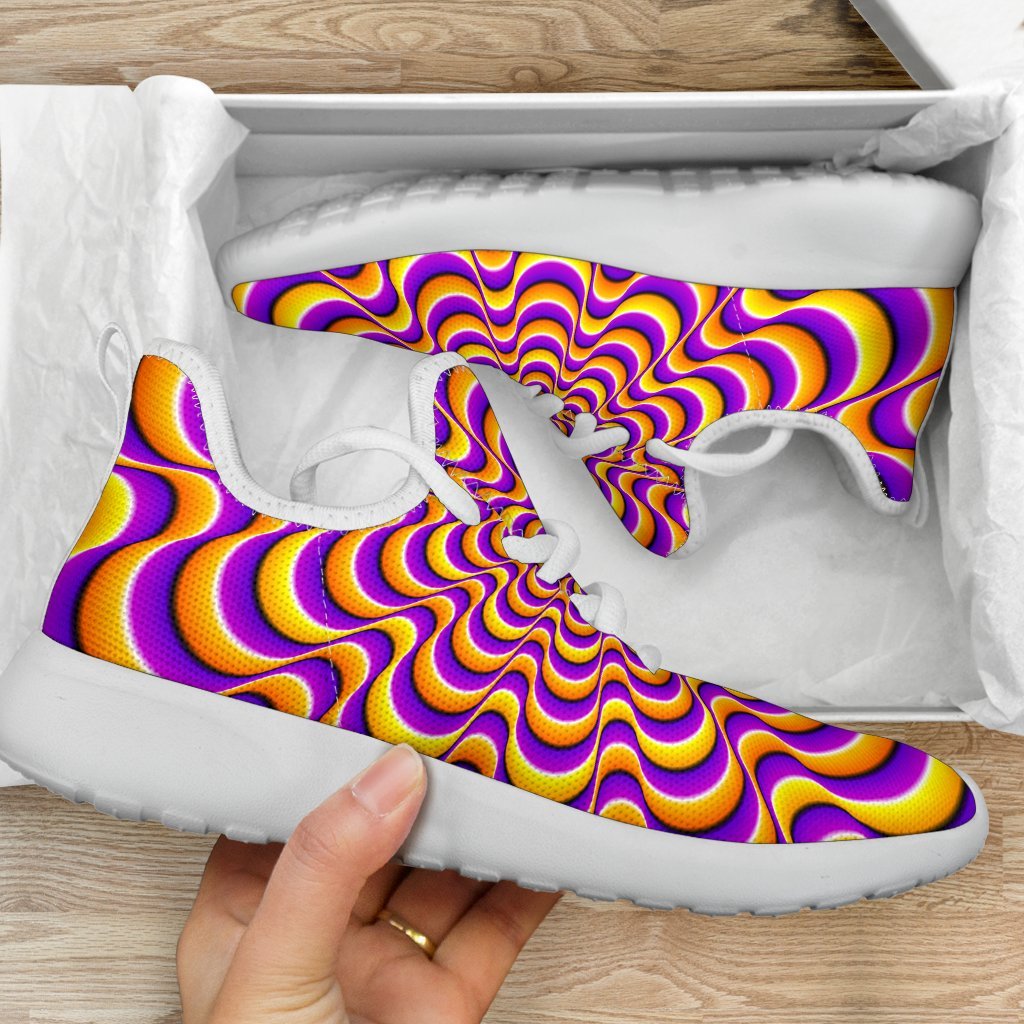 Yellow Splashing Moving Optical Illusion Mesh Knit Shoes GearFrost