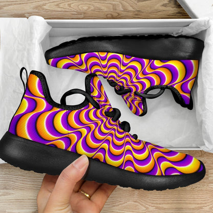 Yellow Splashing Moving Optical Illusion Mesh Knit Shoes GearFrost