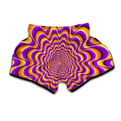 Yellow Splashing Moving Optical Illusion Muay Thai Boxing Shorts