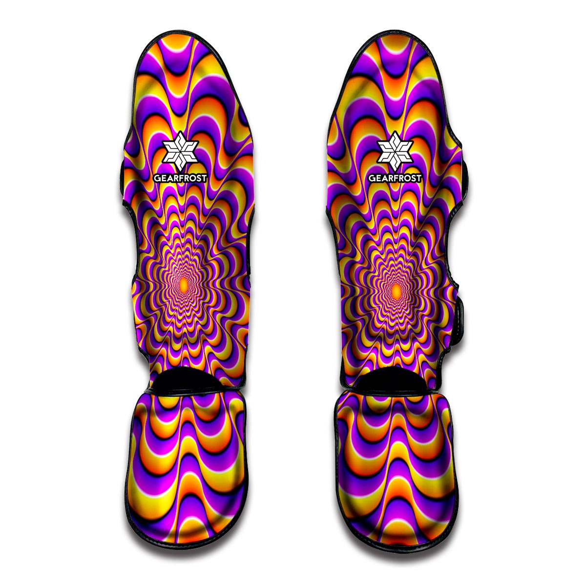 Yellow Splashing Moving Optical Illusion Muay Thai Shin Guard