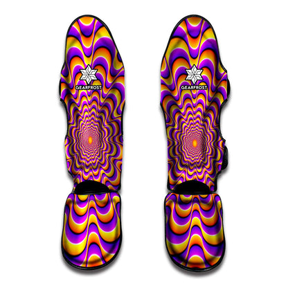 Yellow Splashing Moving Optical Illusion Muay Thai Shin Guard