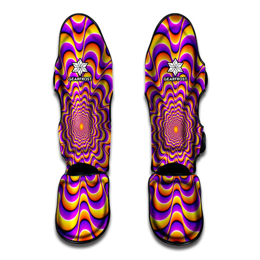 Yellow Splashing Moving Optical Illusion Muay Thai Shin Guard
