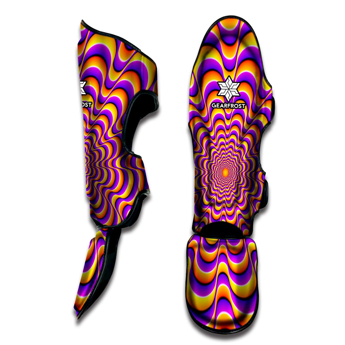 Yellow Splashing Moving Optical Illusion Muay Thai Shin Guard
