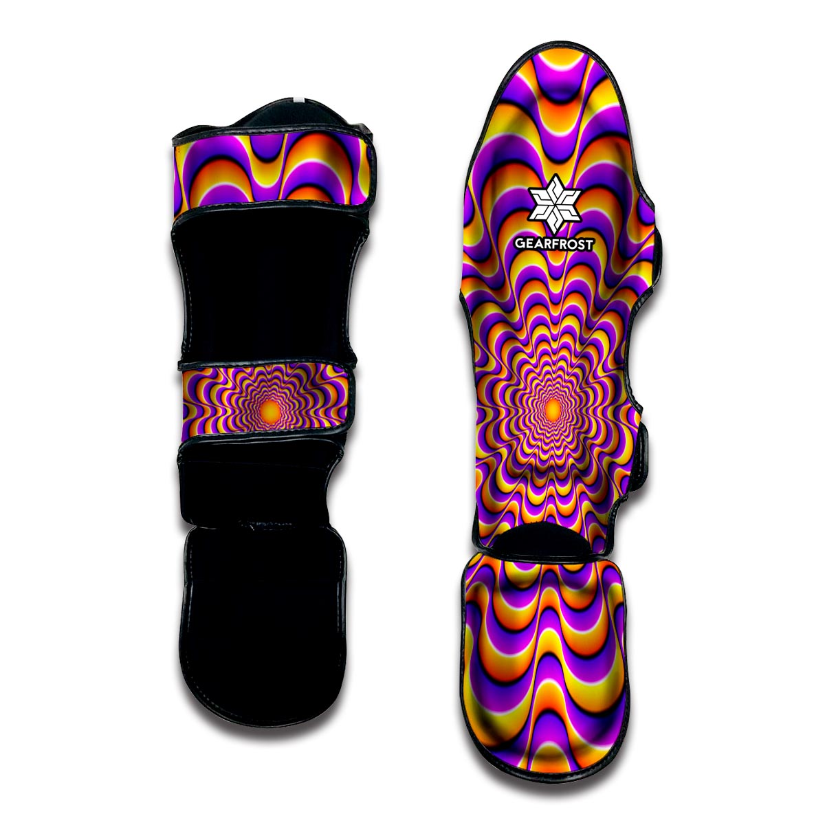 Yellow Splashing Moving Optical Illusion Muay Thai Shin Guard
