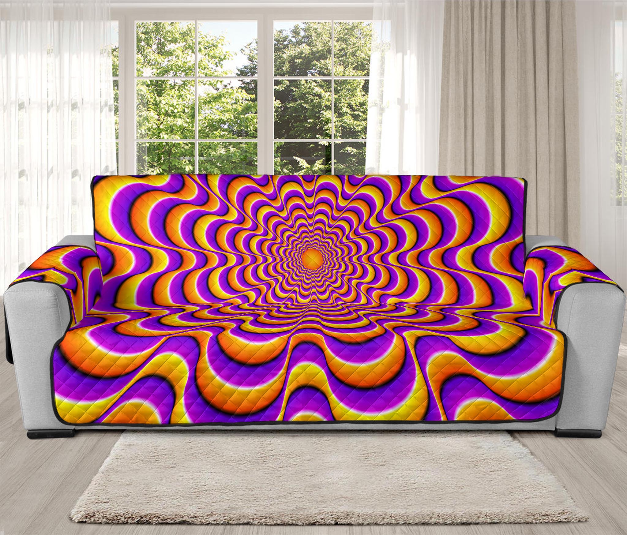 Yellow Splashing Moving Optical Illusion Oversized Sofa Protector