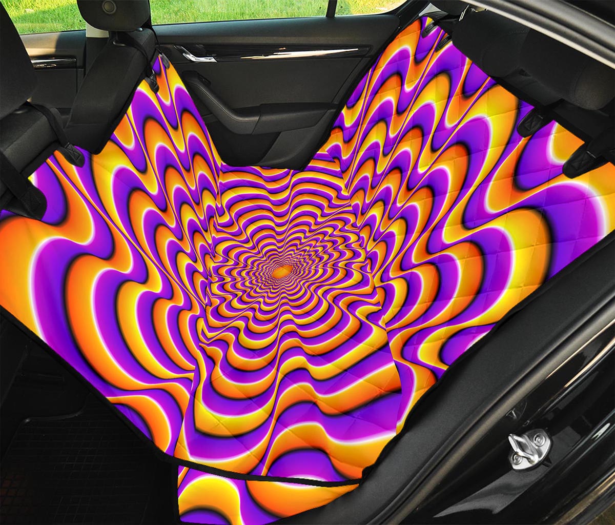 Yellow Splashing Moving Optical Illusion Pet Car Back Seat Cover