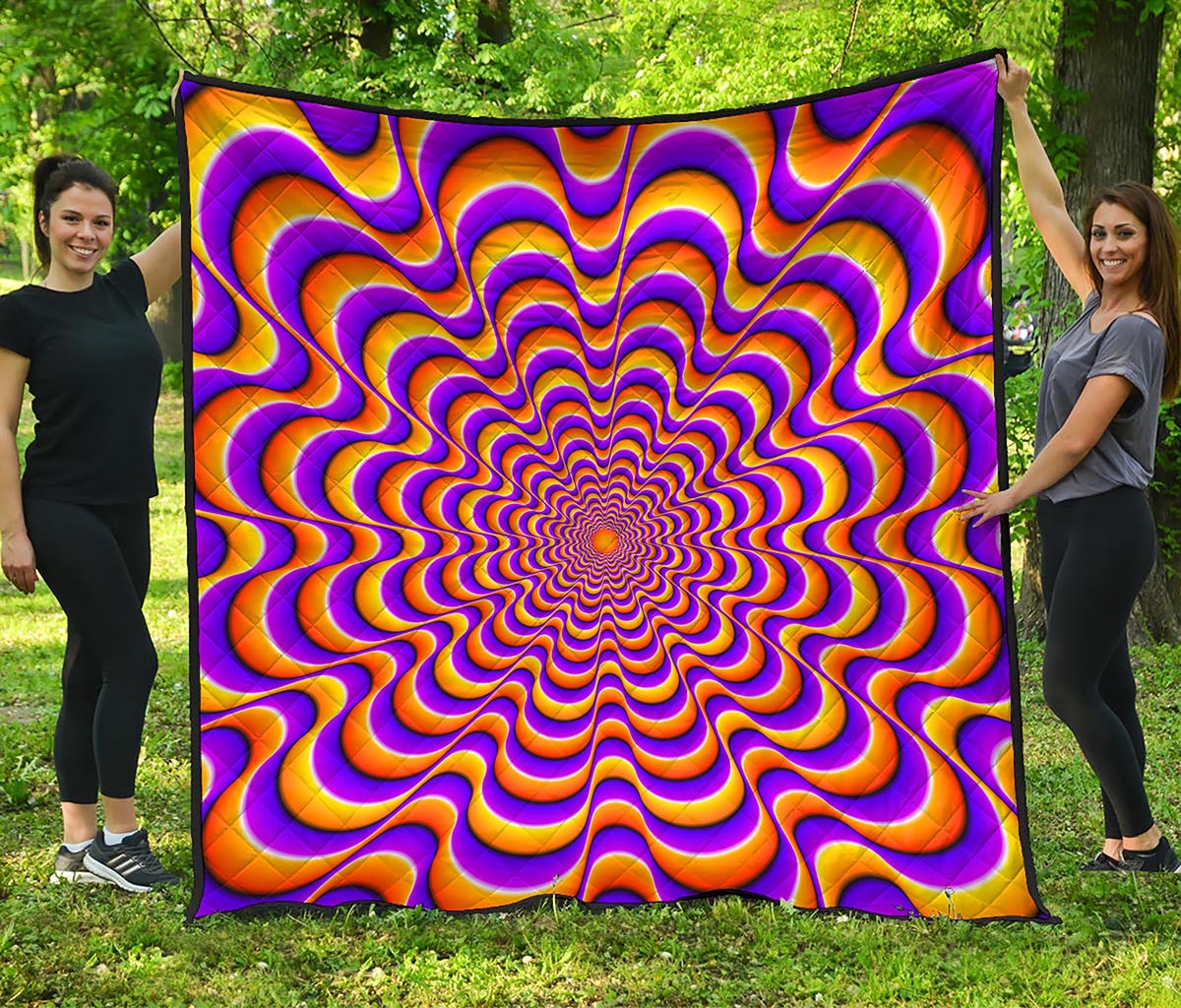 Yellow Splashing Moving Optical Illusion Quilt