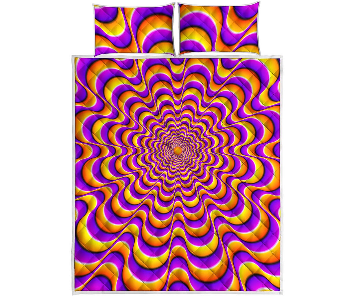 Yellow Splashing Moving Optical Illusion Quilt Bed Set