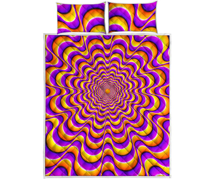 Yellow Splashing Moving Optical Illusion Quilt Bed Set