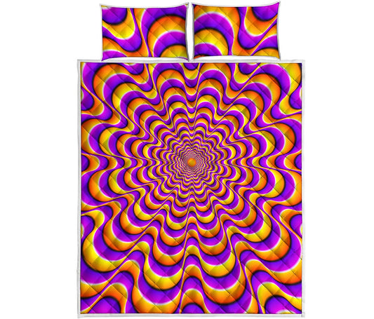 Yellow Splashing Moving Optical Illusion Quilt Bed Set