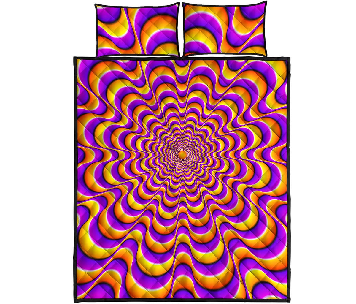 Yellow Splashing Moving Optical Illusion Quilt Bed Set