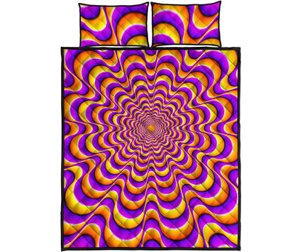 Yellow Splashing Moving Optical Illusion Quilt Bed Set