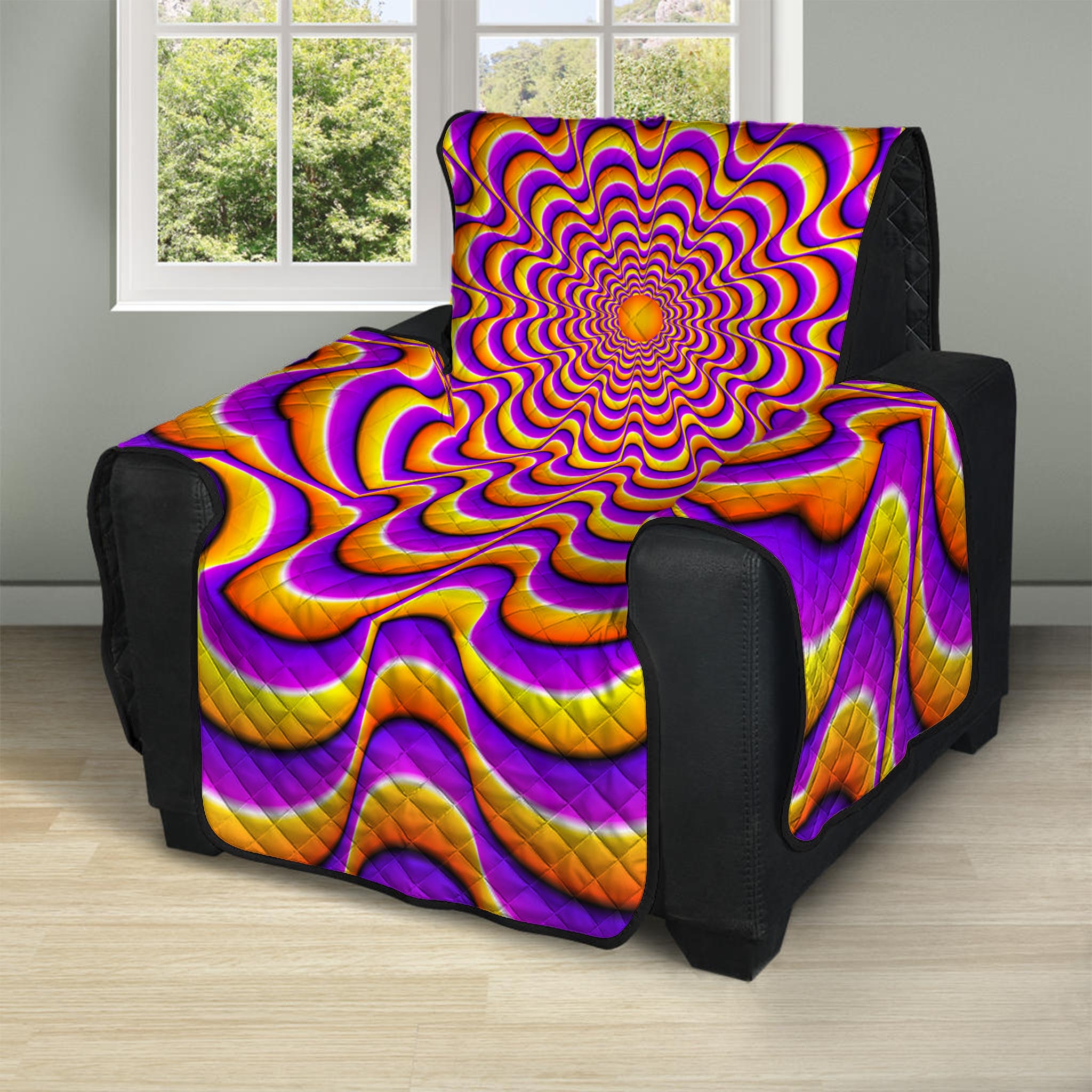 Yellow Splashing Moving Optical Illusion Recliner Protector