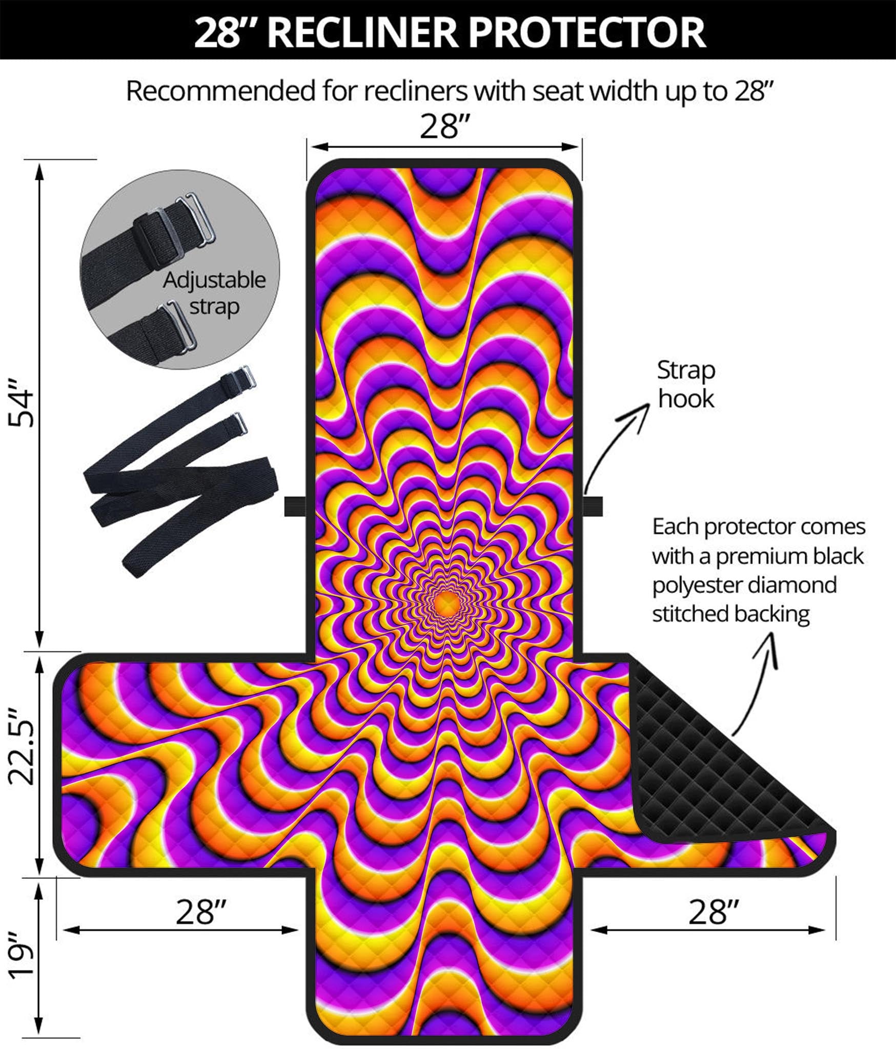 Yellow Splashing Moving Optical Illusion Recliner Protector