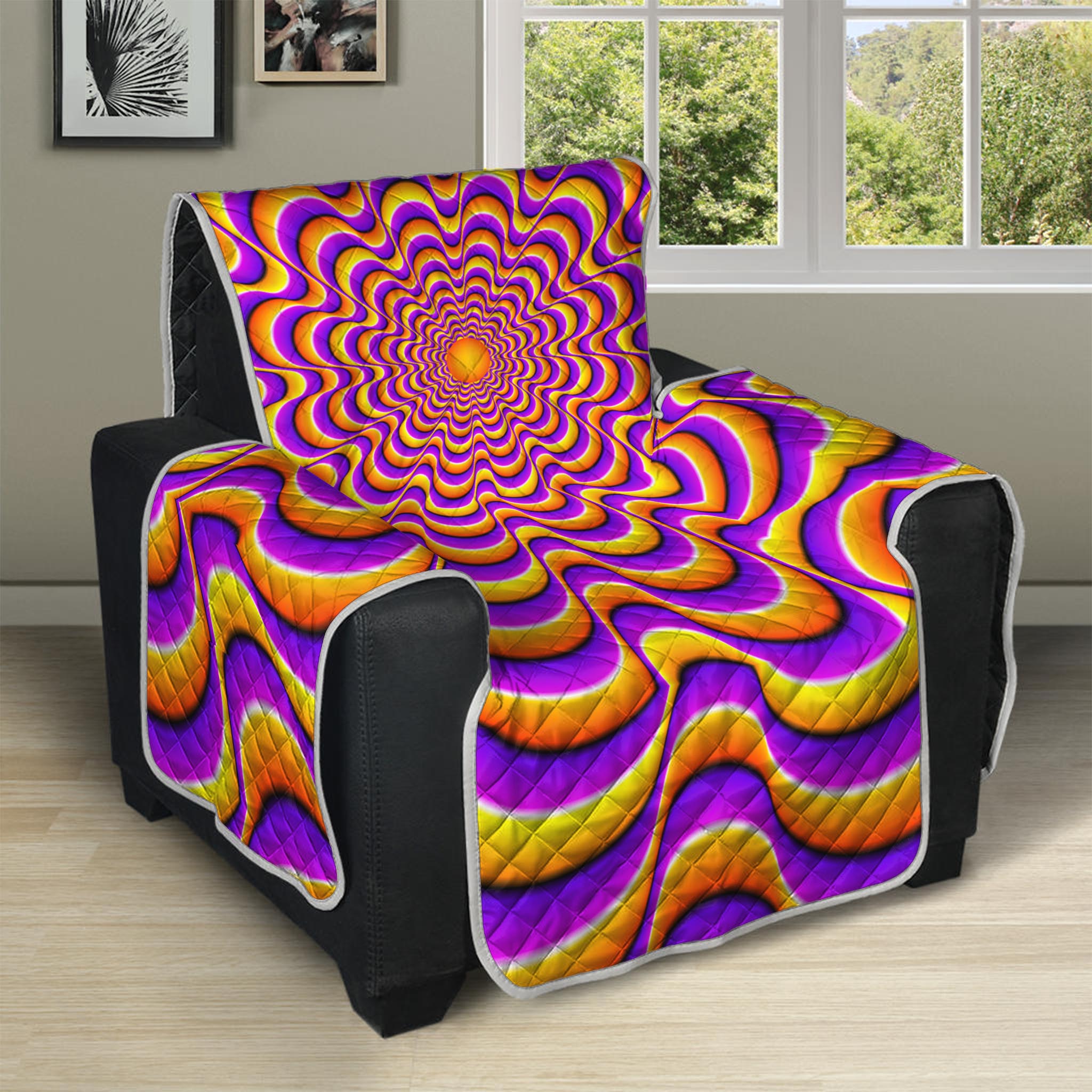 Yellow Splashing Moving Optical Illusion Recliner Protector