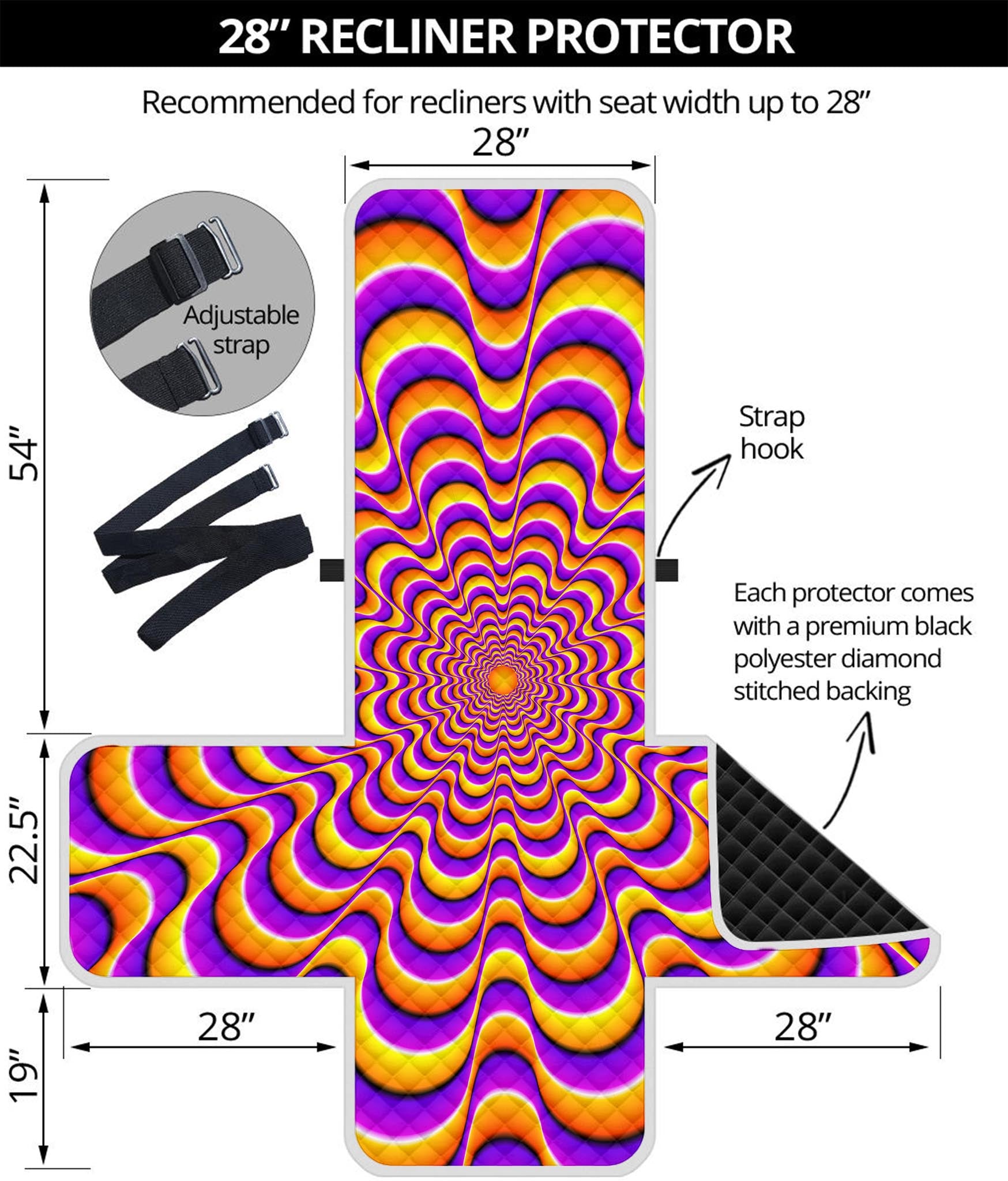 Yellow Splashing Moving Optical Illusion Recliner Protector