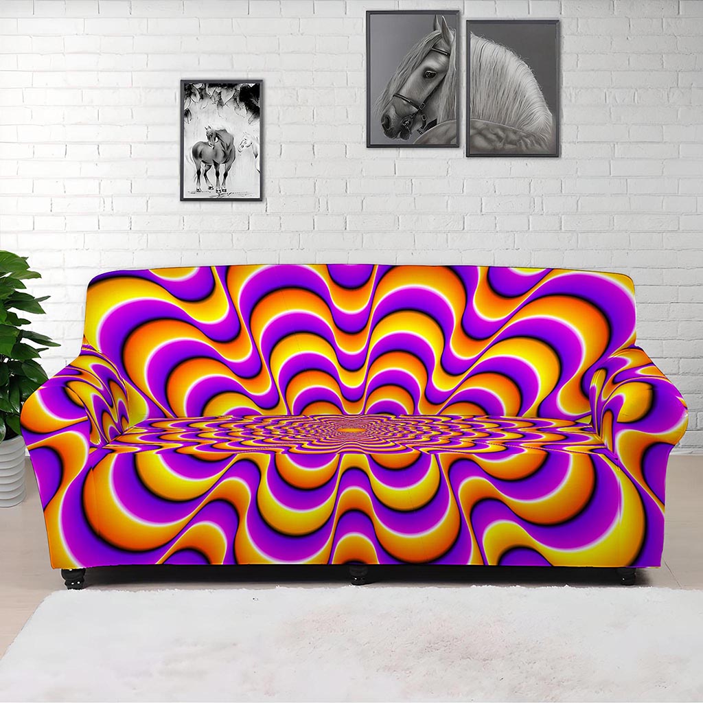 Yellow Splashing Moving Optical Illusion Sofa Cover