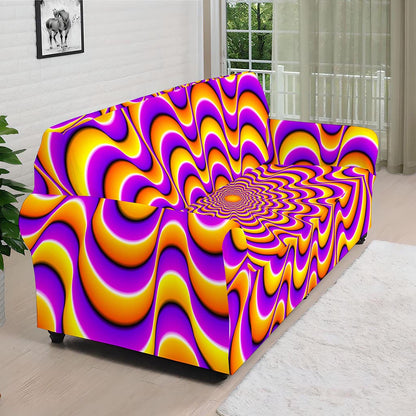 Yellow Splashing Moving Optical Illusion Sofa Cover